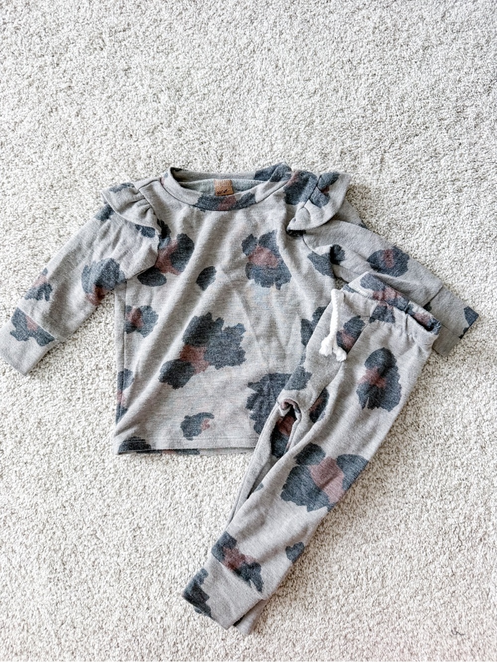 Kids Grey Floral Ruffle Set - Made by Molly